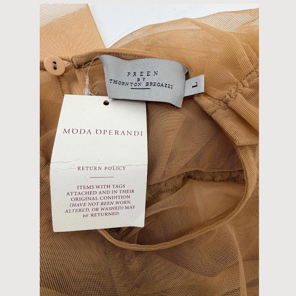 Preen Dress Echo Sheer Tulle Ruffle Nude L - Picture 4 of 9